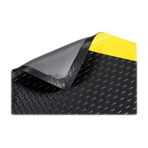 Genuine Joe Anti-Fatigue Mat with Beveled Edge, 3 by 12-Feet, Yellow Border, Black