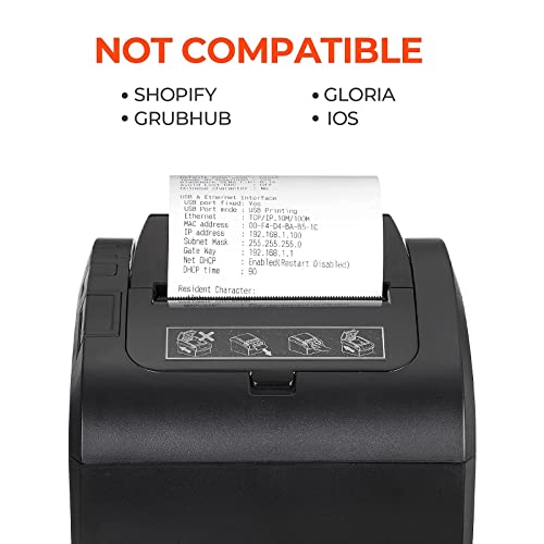 MUNBYN POS Printer, Receipt Printer USB Ethernet 80MM Thermal Printer P047, Impresora térmica, Black Supermarket POS Kitchen Printer with Auto Cutter Support Cash Drawer ESC/POS Windows System