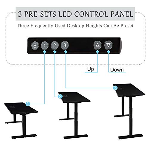 Mrs Bad Home Office Desk Workstation,59 x 23.6 x 9.2 inches,Electric Lift System Computer Desk,PC Desk,Desk for Gaming,Gaming Table (Black)