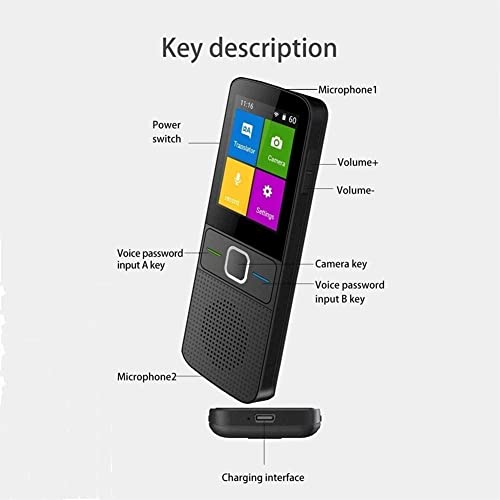 Portable Language Translator Device 83 Languages Real-time Voice Text Photo Translation Black