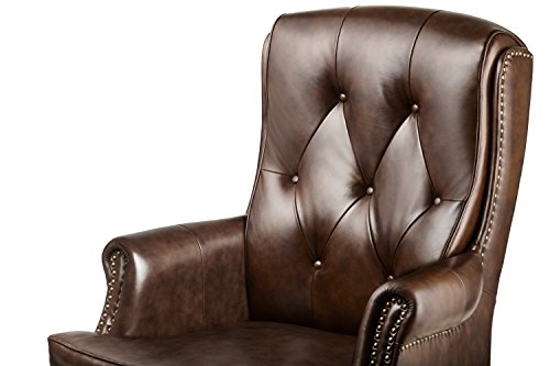 Halter HAL-070 Executive Grain Cow Leather Office Chair, Home & Office Computer Desk CEO Chair, Metal Base w/Wood Caps - Supports 500LBS 2 Pack
