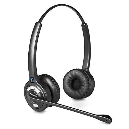 Leitner LH275 Noise-Canceling Dual-Ear Wireless Office Telephone Headset for Corded Office Phones with 5-Year Full-Replacement Warranty - Also Works with PC/Mac