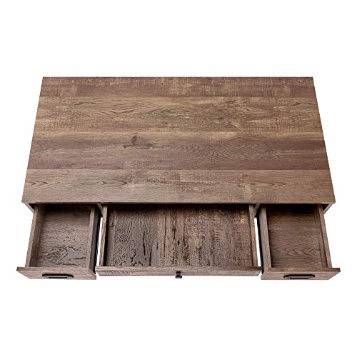 Monarch Specialties Laptop Table with Drawers-Industrial Style-Metal Legs Computer Desk Home & Office, 48" L, Brown Reclaimed Wood Look