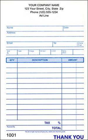 Medium Multi Purpose Sales Book, 2 Copy (Duplicate), 4.25"x7" - Personalized for Free (50 Forms Per Book) (80 Books)