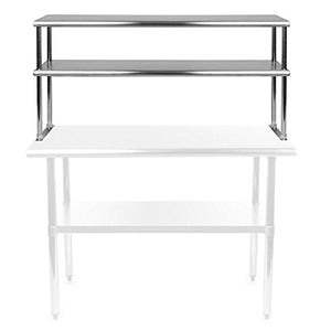 ABSQUU KPS Stainless Steel Double Overshelf 14 x 48 for Prep Work Table - NSF