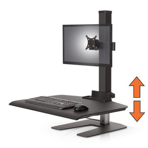Stand Steady Winston Workstation Single Monitor Mount Sit-Stand Desk with Compact Work Surface (Innovative WNST-1-CW) | One Monitor Standing Desk with VESA Mount| Height Adjustable! (1 Monitor/Black)