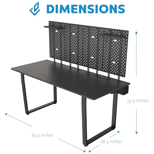 DEZCTOP Bifrost 160 Gaming Computer Desk with Pegboard and Cable Management - 63W x 28D, Black