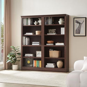 JAHRSTIM 5 Tier Adjustable Bookshelf Organizer, 72in Tall, Dark Cherry