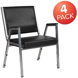 EMMA + OLIVER 4 Pack Black Antimicrobial Vinyl Bariatric Medical Reception Arm Chair