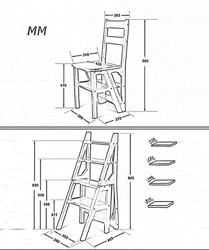 LUCEAE Folding Wooden Step Stool, 4 Steps with Non-Slip Wide Treads
