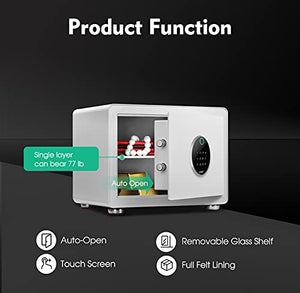KAPUCI Modern Minimalism Design Biometric Fingerprint Touch Screen Safe, Auto-Open Safe Box with Digital Virtual Password,Safety Steel Household Home Safes,Suitable for Wardrobe,Bedroom,Home,Office,Hotel, Handgun, Jewelry(New Version)