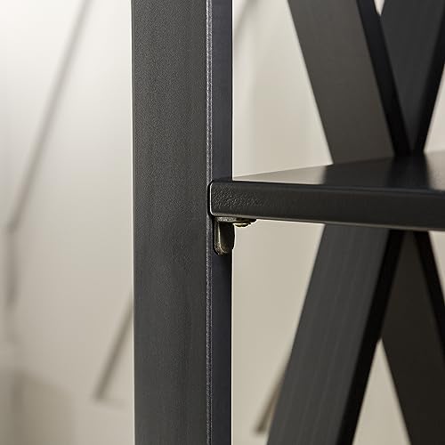 Walker Edison Modern Farmhouse Wood Bookcase, 2 Tier, 52 Inch, Black