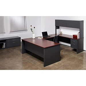 Lorell LLR79166 Mahogany Laminate/Charcoal Modular Desk Series