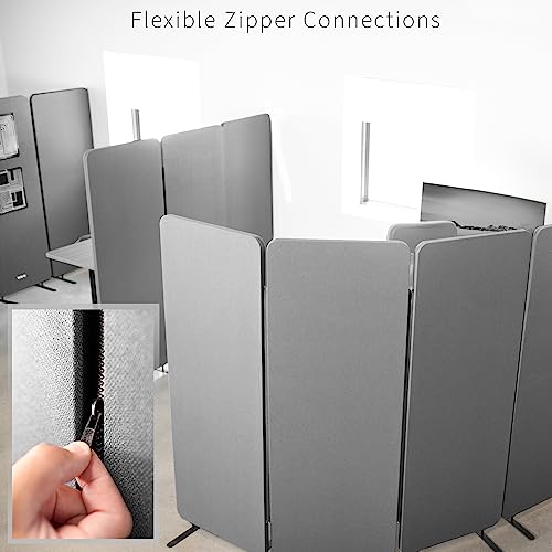 VIVO Privacy Panel Cubicle Divider Acoustic Wall Partition 72 x 66 inch Gray - PP-3-T072G