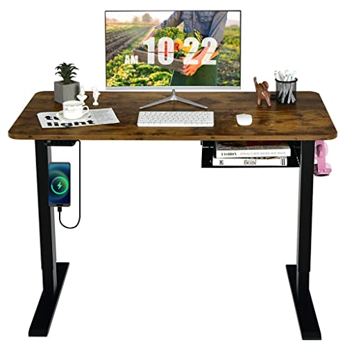 48" Electric Standing Desk Height Adjustable with Control Panel & USB Port - Home Office (Color: B)