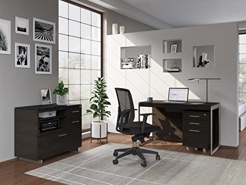 BDI Furniture Sequel 6107 Mobile File Pedestal, Charcoal Stained Ash Wood