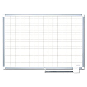 MasterVision MA0592830 Planning Board Magnetic Dry Erase, 1" x 2" Grid Planner with Aluminum Frame, 36" x 48"