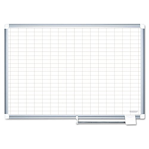 MasterVision MA0592830 Planning Board Magnetic Dry Erase, 1" x 2" Grid Planner with Aluminum Frame, 36" x 48"