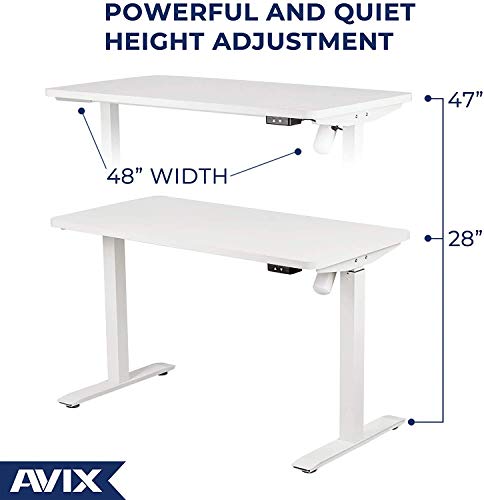 AVIX Electric Standing Desk, 48 x 24 Inches Height Adjustable Desk, Sit Stand Desk Home Office Desks (White)