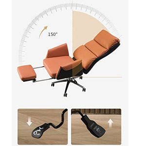 CBLdF Boss Chair Managerial Executive Chair with Footrest, PU Leather, Adjustable Lifting, 150° Reclining, Brown