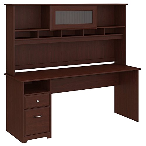 Bush Furniture Cabot 72W Computer Desk with Hutch and Drawers in Harvest Cherry