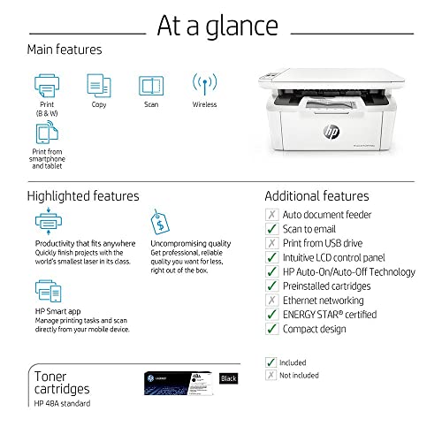 HP Laserjet Pro MFP M29W E All-in-One Wireless Monochrome Laser Printer for Home Business Office, White - Print Scan Copy - 19 ppm, 600 x 600 dpi, 8.5 x 11.69, Hi-Speed USB