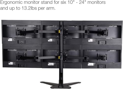 REPALY TV Cart Rolling TV Stand for 6 LCD Monitors 10"-27" - Adjustable Display Stand