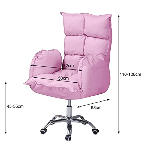 2-in-1 Sofa Computer Chair Office Chairs withWheels Height and Backrest Angle Adjustable Fluffy Sofa Chair (Pink)