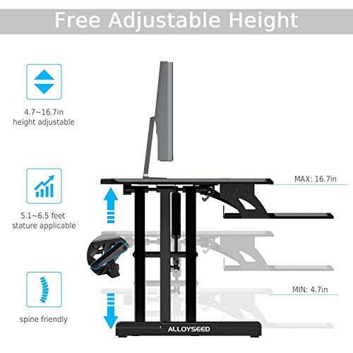 Alloyseed Standing Desk, 33" Height Adjustable Sit Stand Up Desk Converter Ergonomic Sit Stand Gas Spring Riser Height Levels Workstation Desk