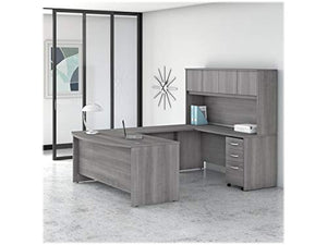 Bush Business Furniture Studio C U Shaped Desk with Hutch, Mobile File Cabinet - Platinum Gray, 72W x 36D