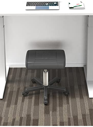 Office Footrests Rolling Foot Stool with Wheels, Height-Adjustable Pu Leather Foot Stand - White