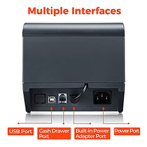 MUNBYN USB POS Receipt Printer, Thermal Receipt Printer, with Auto Cutter 80mm Printer Direct Thermal Printer with Driver 230mm/s Printing Speed for ESC/POS(ONLY USB Interface) for Windows, Mac, Linux