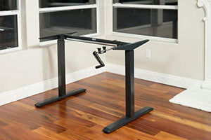 ErgoMax Height Adjustable Crank Desk Frame, Tabletop Not Included, 45 Inch Max, Black
