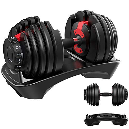 YPC Single Adjustable Dumbbell，Fast Adjust Weight Dumbbell Barbell 10lb-90lb Free Weight Dumbbell Suit for Training Equipment Exercise Strength Core Fitness