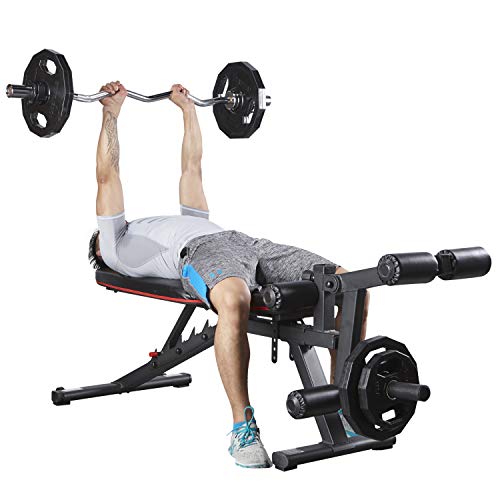 HARISON Weight Bench Adjustable with Preacher Pad and Leg Extension Full Body Workout Incline Decline Exercise Workout Bench for Home Strength Workout (Updated Version)