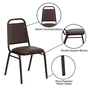 Flash Furniture 4 Pack HERCULES Series Stacking Banquet Chair - Brown Vinyl/Copper Vein Frame