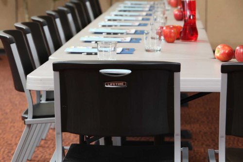 Lifetime Stacking Chair, Black/Silver Steel Frame, 4 Pack