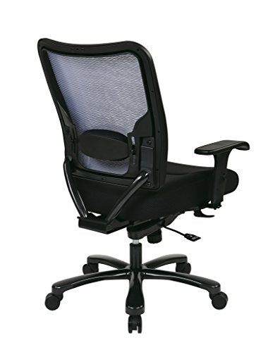 SPACE Seating Big and Tall AirGrid Back and Padded Mesh Seat, Adjustable Arms, Gunmetal Finish Base Ergonomic Managers Chair, Black