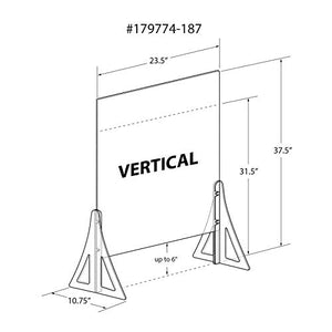 Azar Displays Protective Sneeze Guard for Counter and Desk - Portable Plexiglass Barrier (Pack of 2) - Acrylic Desk Shield Adjustable to Six Heights for Transaction Window. Plastic Shield for Desk