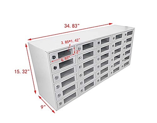 FixtureDisplays 30-Slot Cell Phone Storage Station Lockers with Clear Window and Mail Slot - No Charging Capability