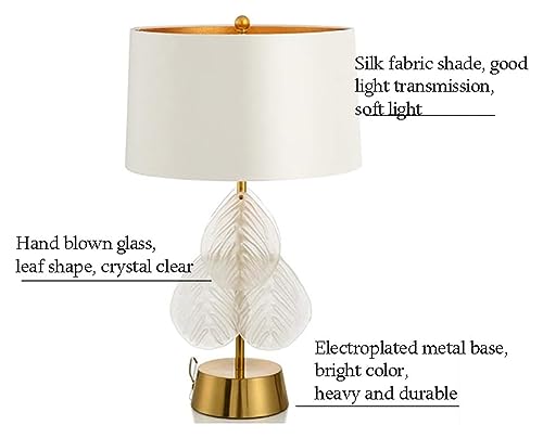 MaGiLL Multifunction Desk Lamp with Glass Crystal Leaves - Blanc/Gold