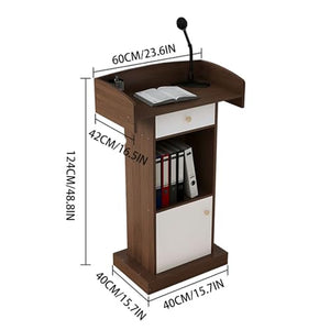 WhYaTT Lectern Podium Stand, Floor Standing Wooden Speaking Podium with Drawer