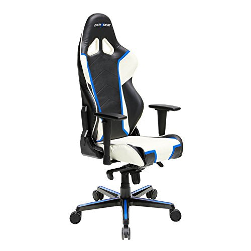 DXRacer Racing Series OH/RH110/NWB Racing Seat Office Chair Gaming Ergonomic Adjustable Computer Chair with - Includes Head and Lumbar Support Pillow (Black, White, Blue)