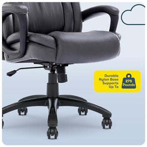 Serta Executive Office Chair with Layered Body Pillows, Waterfall Seat Edge, Bonded Leather - Space Gray