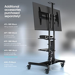 ONKRON Mobile TV Stand for 50" - 86" TVs up to 200 lbs - Adjustable & Portable - VESA 800x500 - Tall TV Stand with Wheels - Black