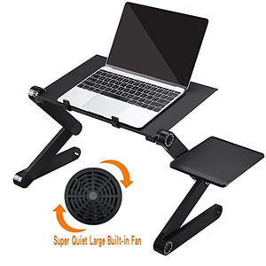 RENSLAT Laptop Stand Table with Mouse Pad Adjustable Folding Ergonomic Design Stands Notebook Desk