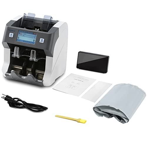 Ten Tatent SH-108C Bank Grade 2-Pocket Money Counter Machine Mixed Denomination Multi Currency Bill Counter Cash Sorter with Reject Pocket Counterfeit Detection 2 CIS/UV/MG/ Serial Number Record