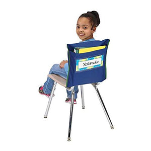 Really Good Stuff Store More Deep-Pocket Chair Pockets -Set of 36 – Classroom Chair Organizer with Name Tag Keeps Students Organized and Classrooms Neat - Navy
