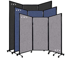 VERSARE QuickWall Folding Portable Partition | 3 Panel Room Divider | Sound Absorbing | 8'4" x 6'8" Marble Gray Panels