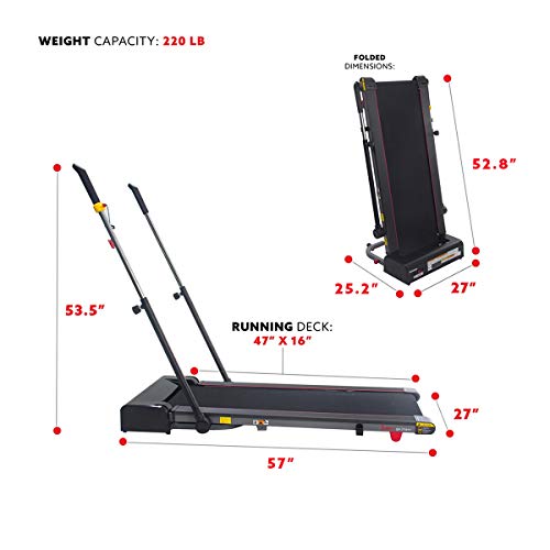 Sunny Health & Fitness Slim Folding Treadmill Trekpad with Arm Exercisers - SF-T7971, Black